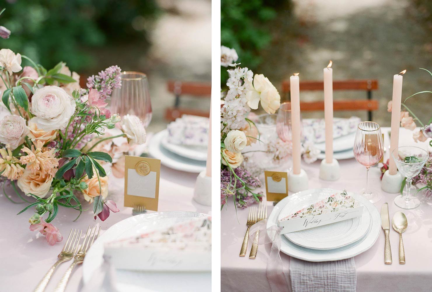 pink and gold wedding elegant details