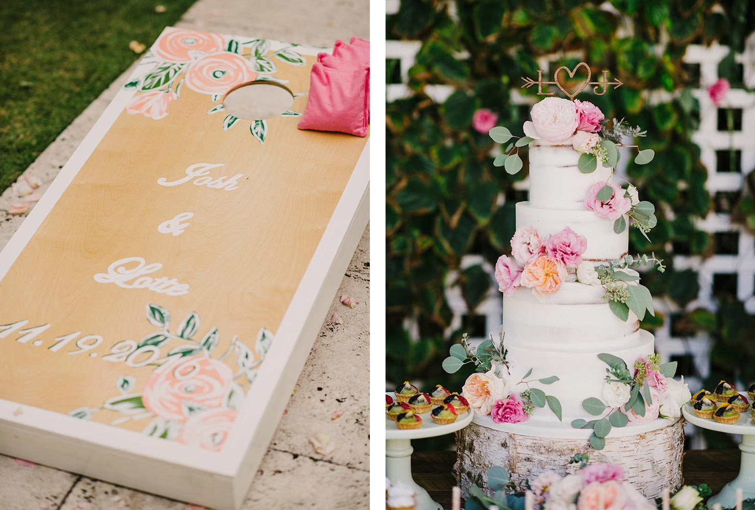 pink and gold wedding outdoor soiree