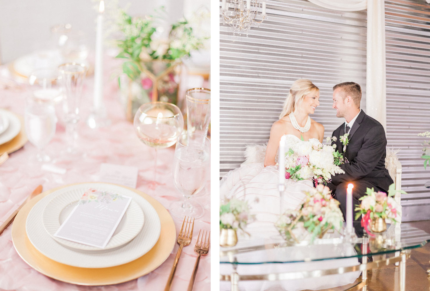 pink and gold wedding soft pastels