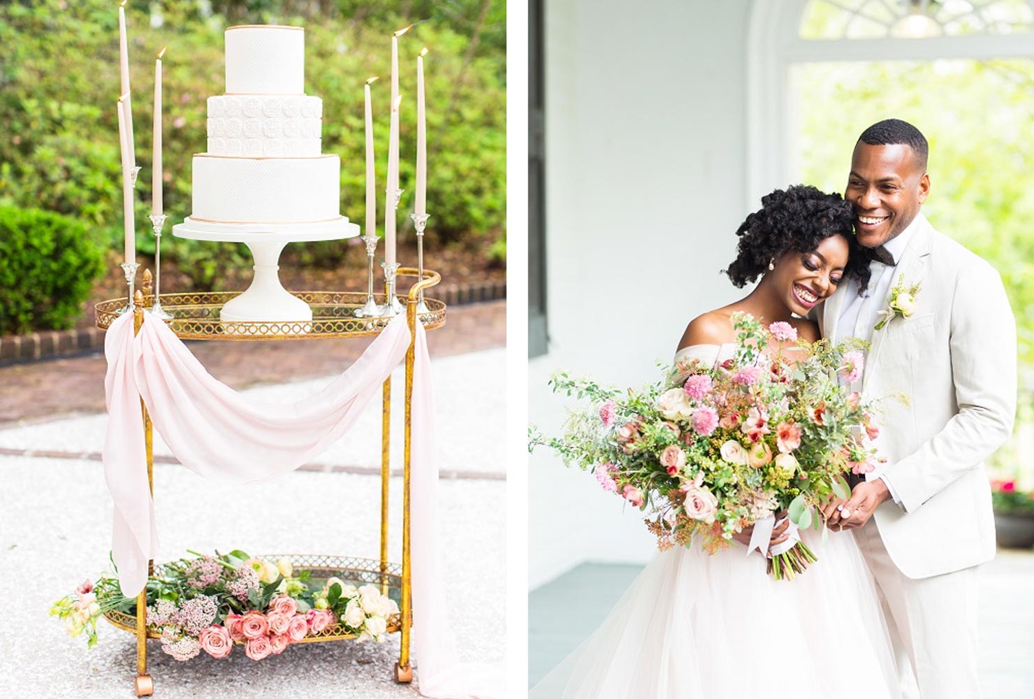 pink and gold wedding springtime linens