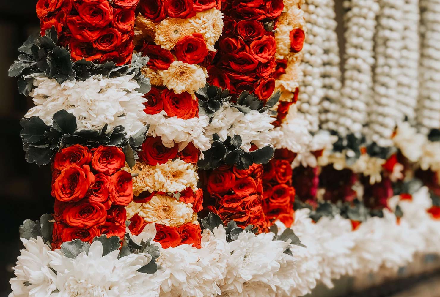 red black and white wedding thick florals 