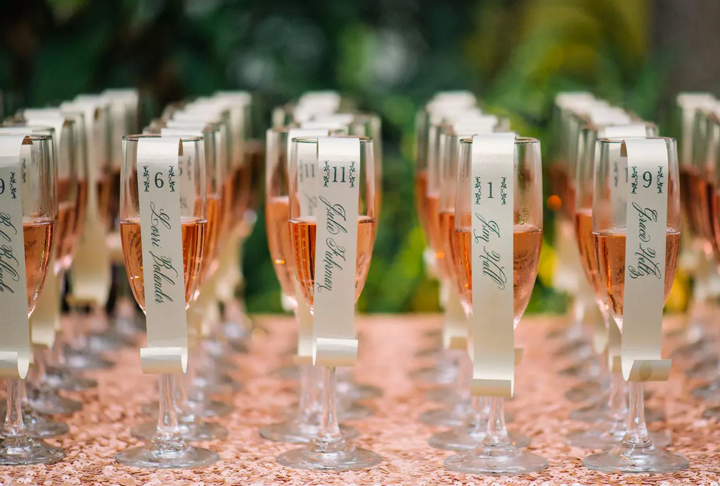 wedding place card ideas start with a toast