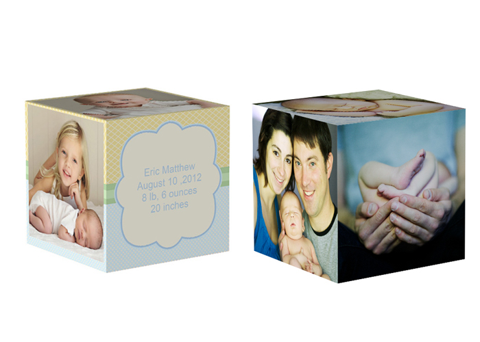 Photo cubes for a new baby gift.