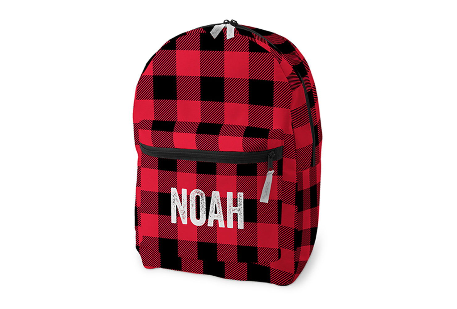 Plaid red and black backpack for kids.