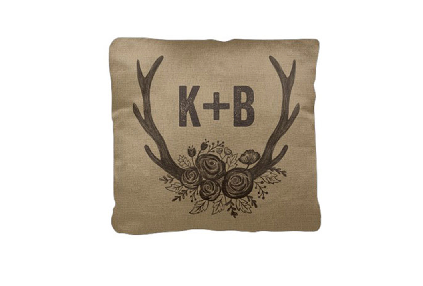 Antlers and initials pillow.