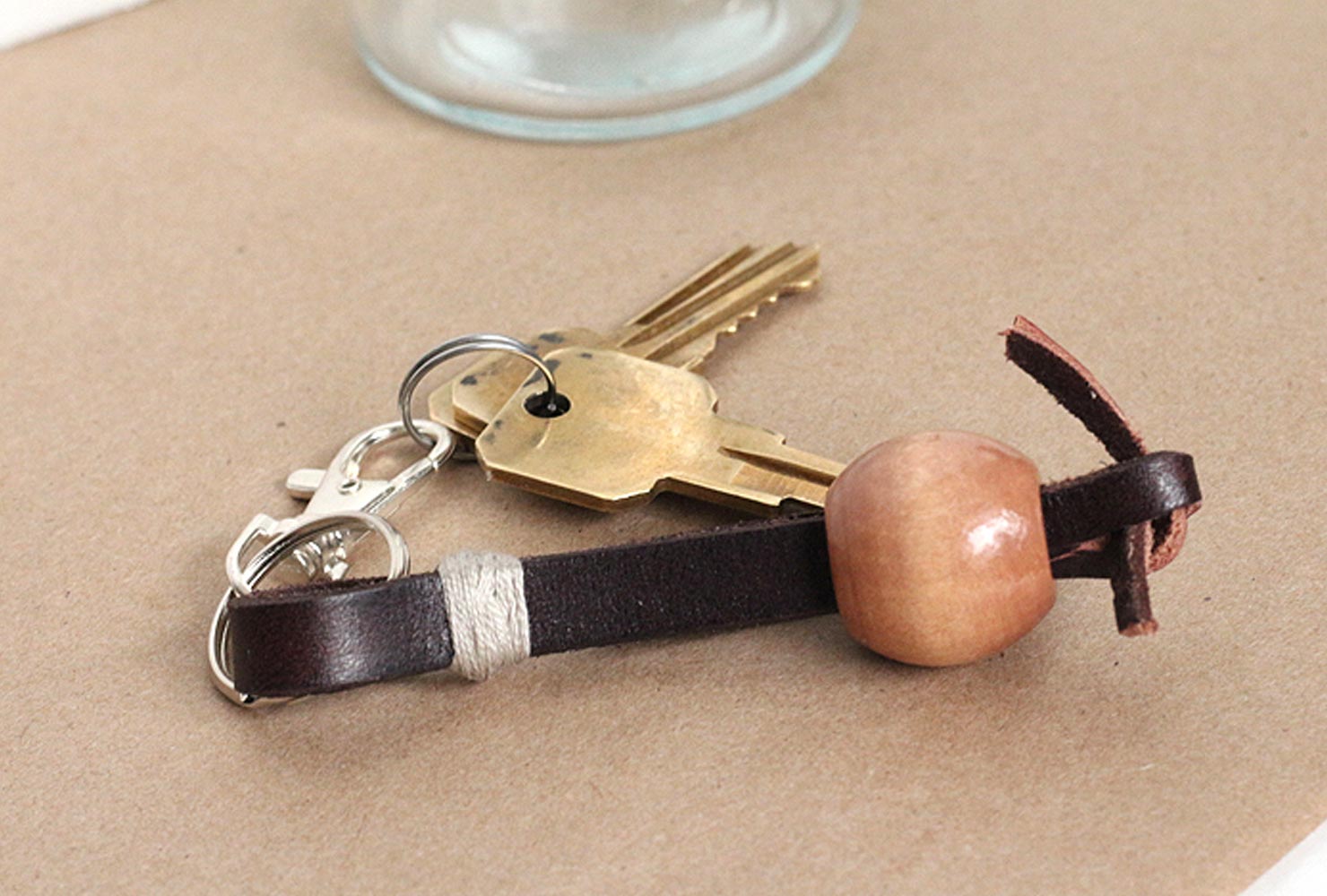 Handmade leather keychain.