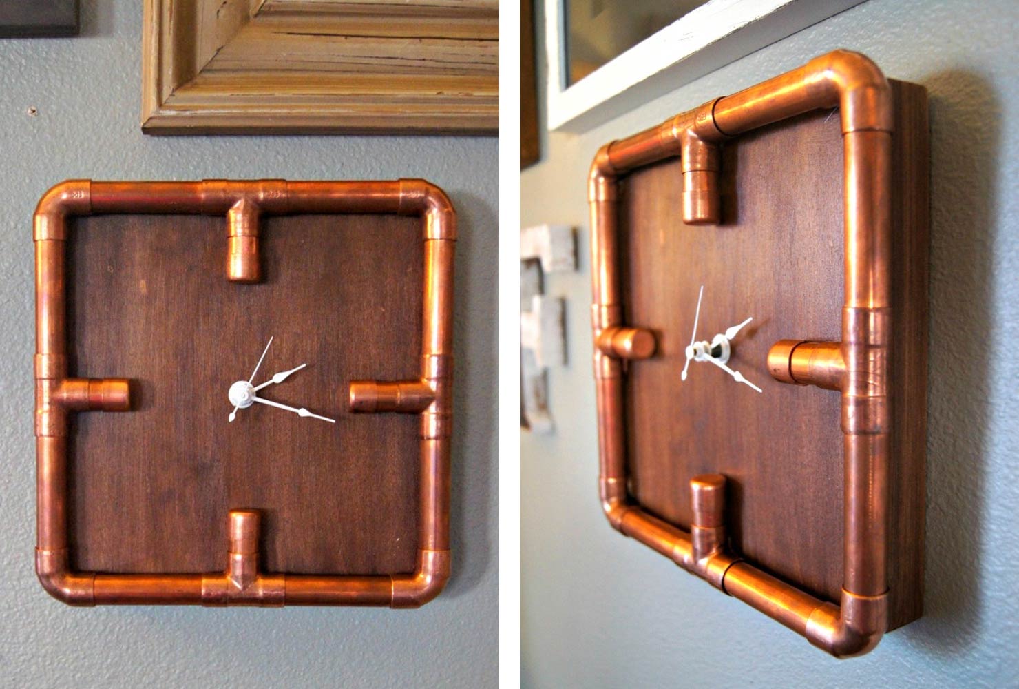 Industrial copper pipe clock.