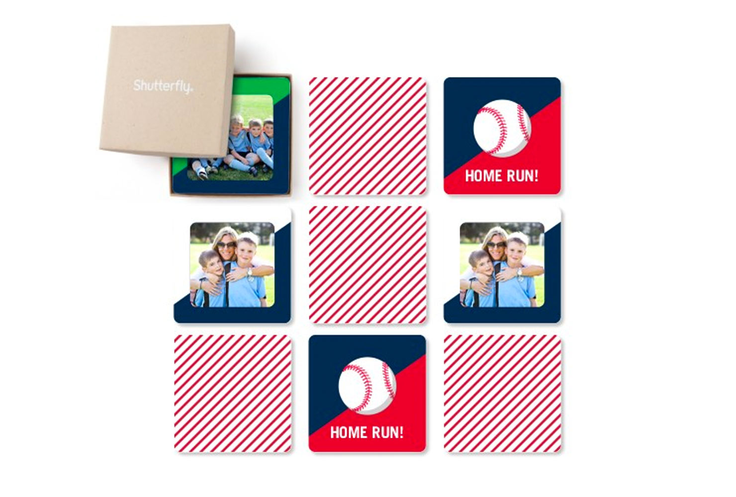 Red white and blue striped memory card game.
