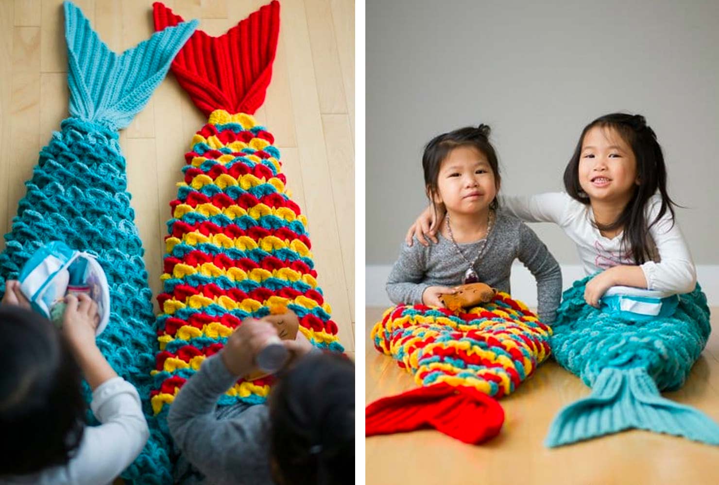 Crocheted mermaid tails.