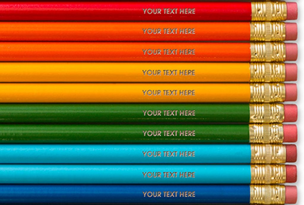 Pencils with customizable text.