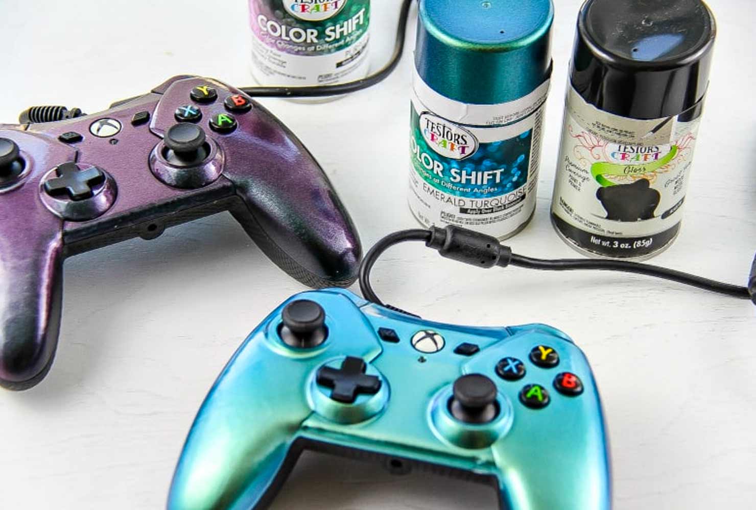 Painted video game controller.