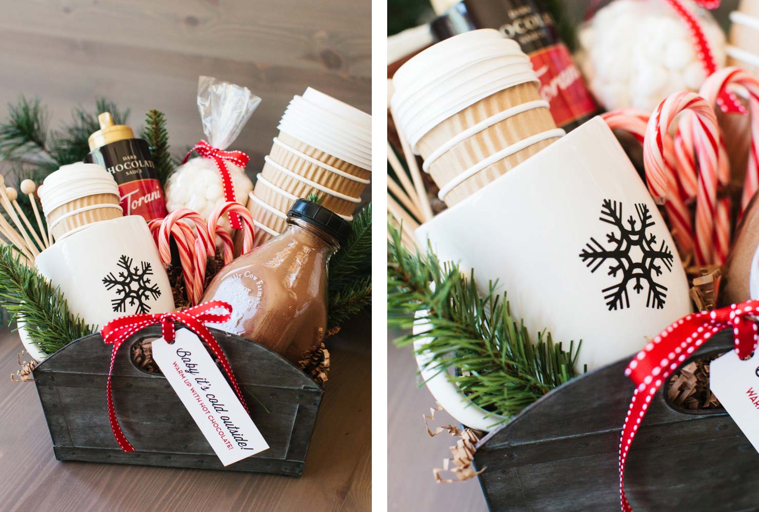 holiday gift basket ideas cocoa and mint.