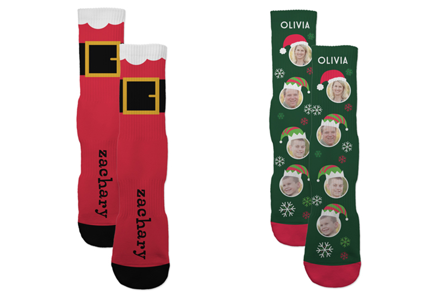 Custom patterned christmas socks.