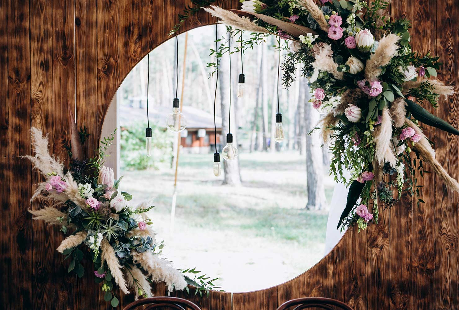 rustic backdrop with flowers