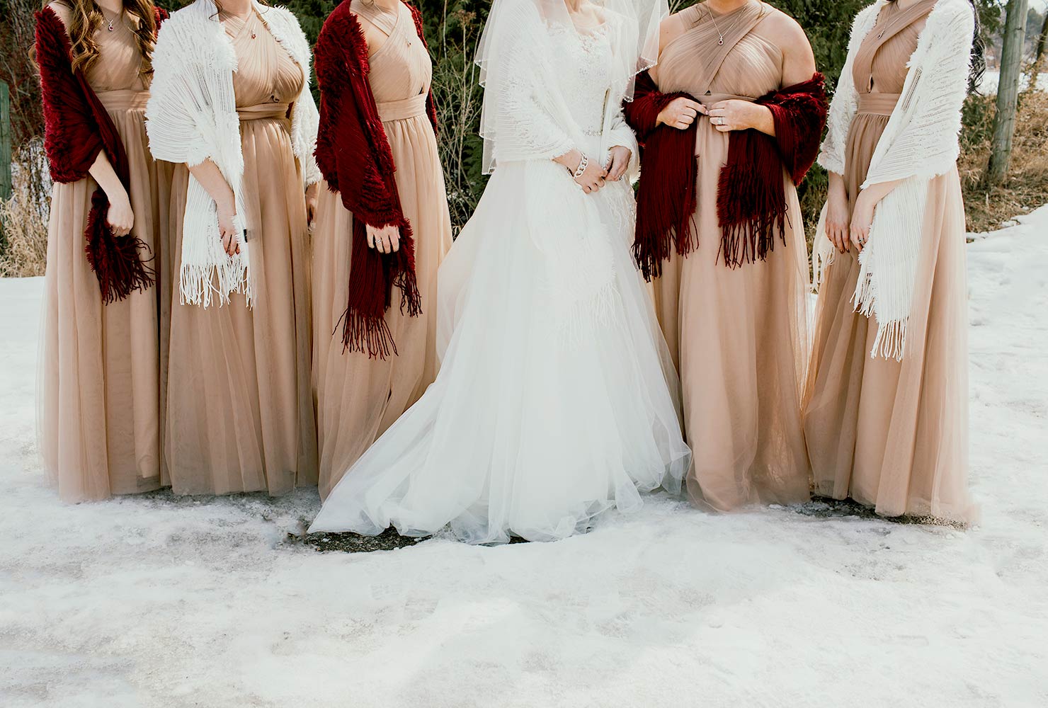 Bridal party with scarves.