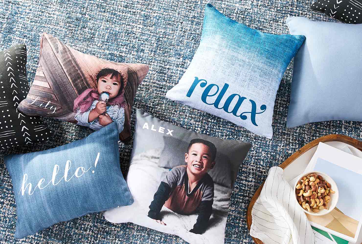 Picture throw pillows. 