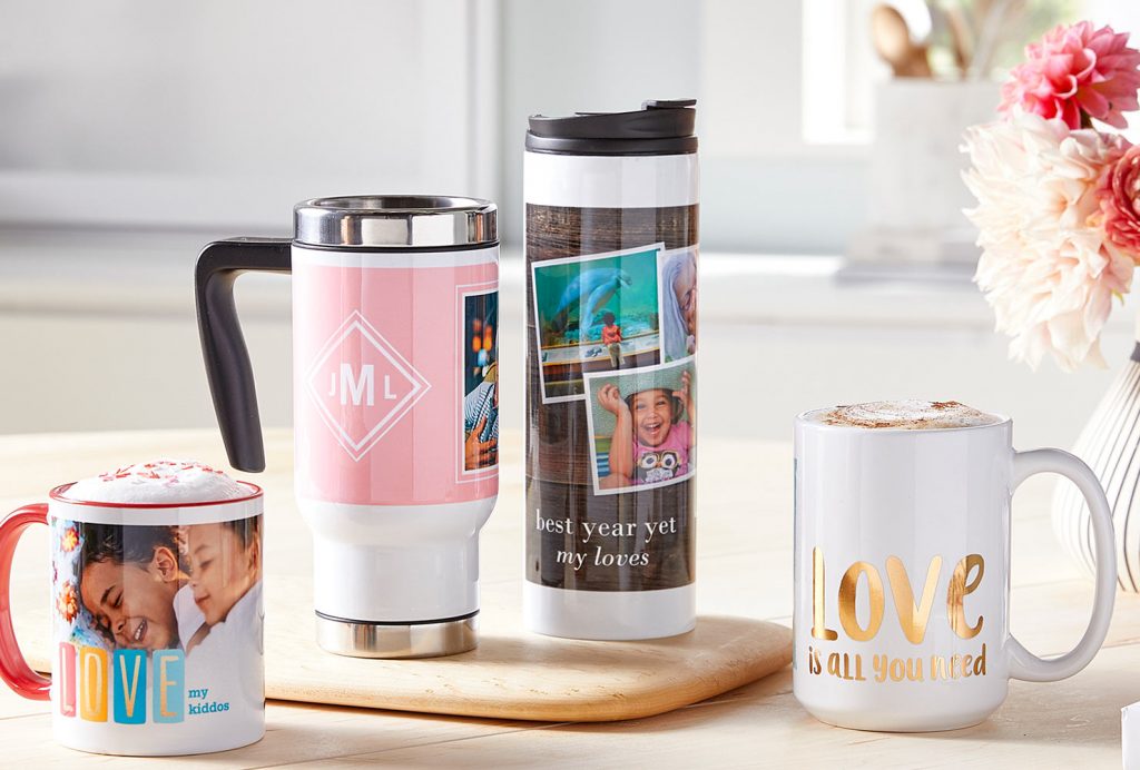 Coffee mugs and to-go cups.