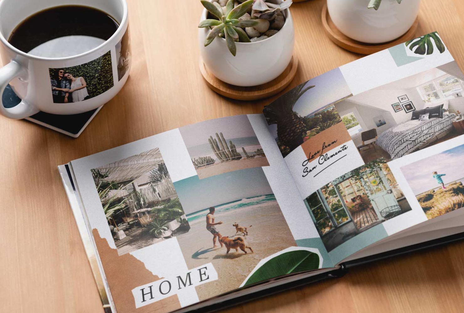 create your own collage photo book to use as a coffee table photo book
