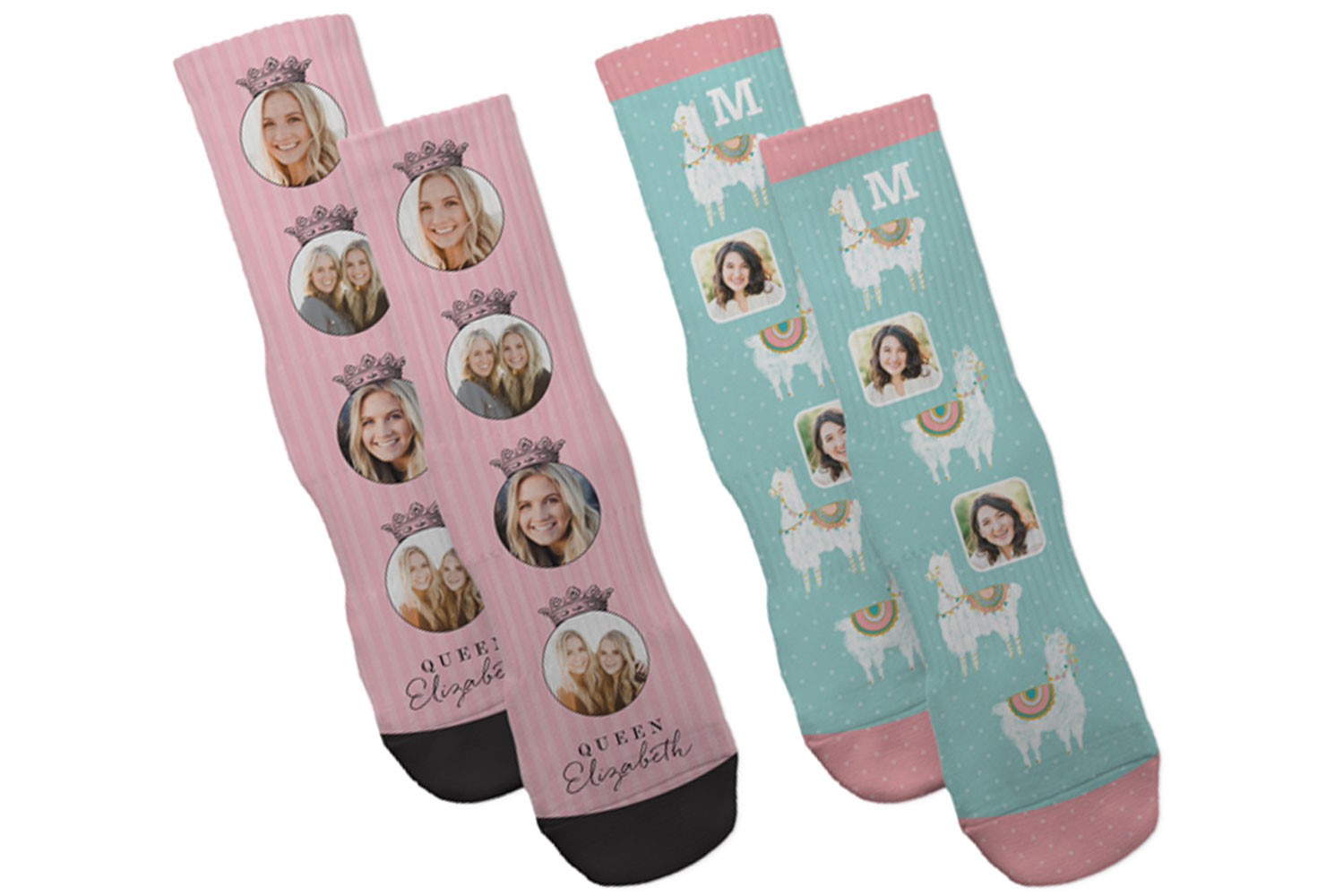 Monogrammed socks with pictures.