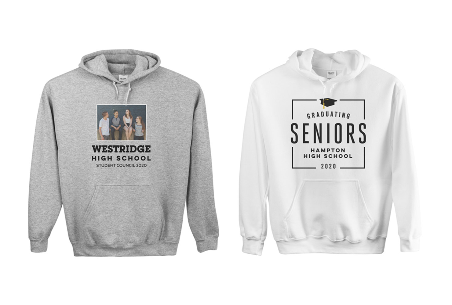 High school sweatshirts.