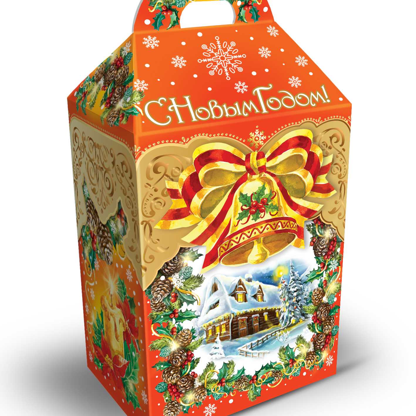 Упаковка для новогодних подарков "Альпийский дворик, оранжевый", МГК