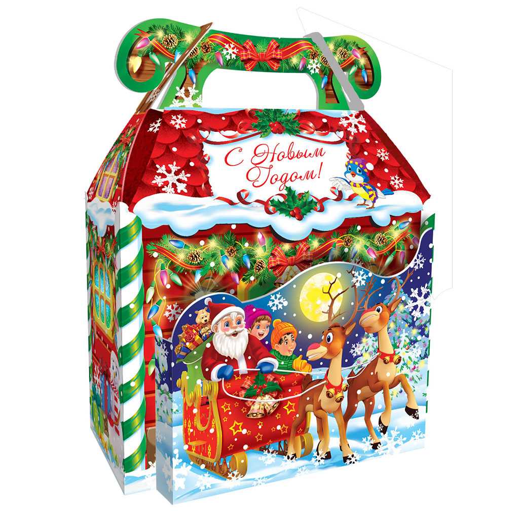 Упаковка для новогодних подарков 2018 "Коттедж Санта Клауса"